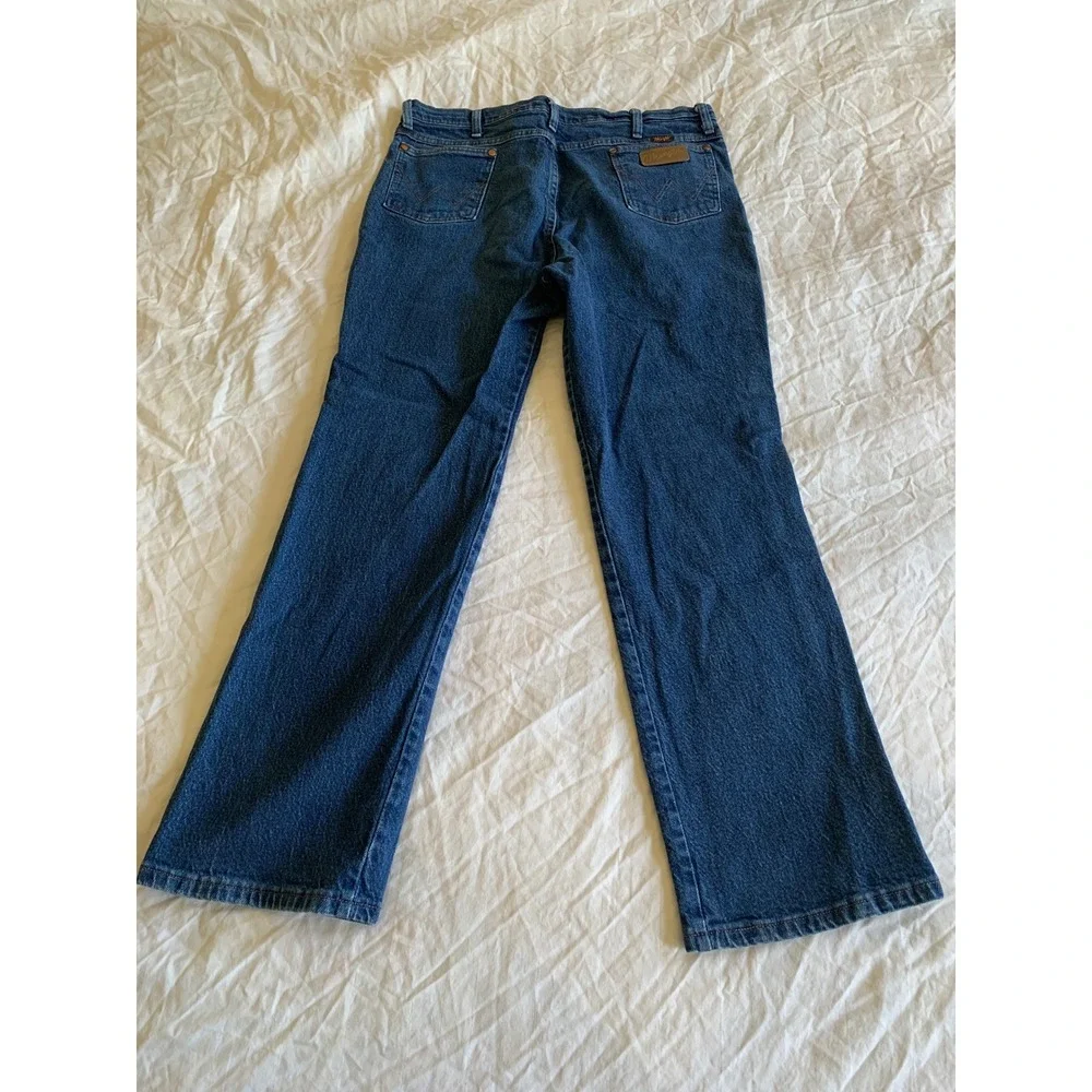 Wrangler 35x30 Jeans Dark Blue 937STR Straight Leg Stretch Denim Western Cowboy